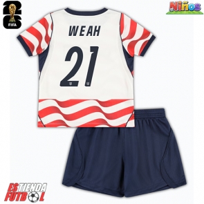 Estados Unidos Timothy Weah #21 Primera Equipación Niños Mundial 2026 Manga Corta (+ Pantalones cortos)